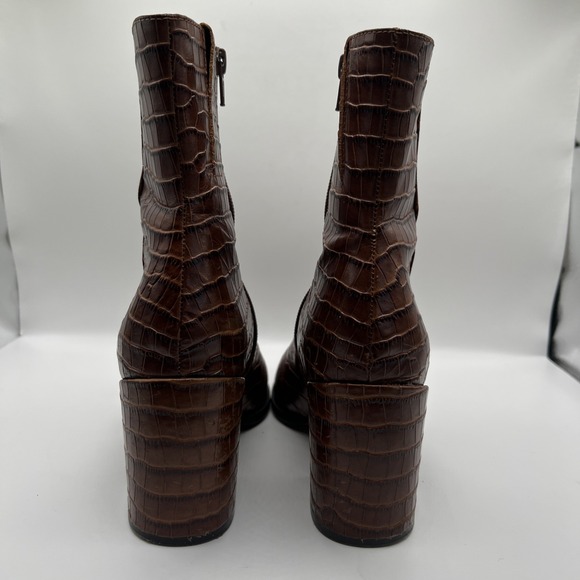 Vionic Women's Vienna Harper Croc Zipper Ankle Heeled Boot- Brown Sz 8 - Picture 5 of 12